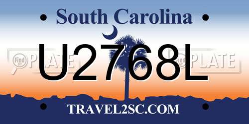 U2768L South Carolina License Plate