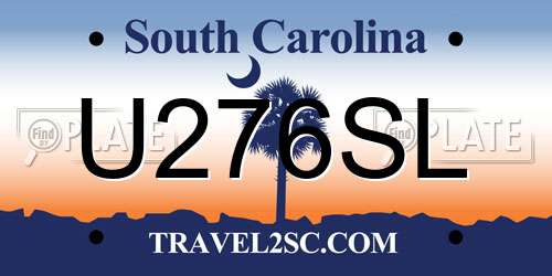 U276SL South Carolina License Plate