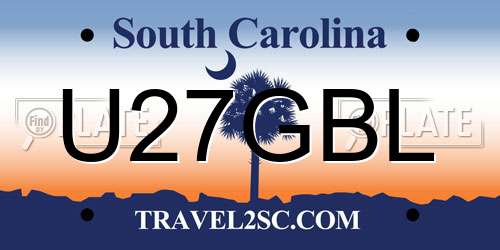 U27GBL South Carolina License Plate