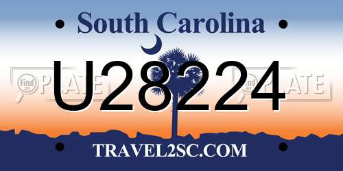 U28224 South Carolina License Plate
