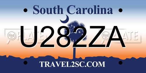 U282ZA South Carolina License Plate