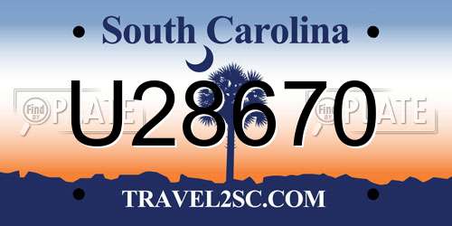U28670 South Carolina License Plate