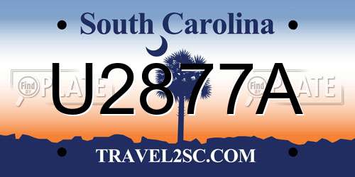 U2877A South Carolina License Plate