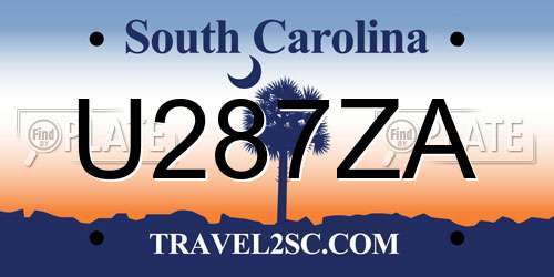 U287ZA South Carolina License Plate