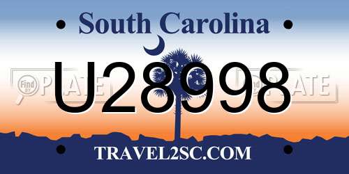 U28998 South Carolina License Plate
