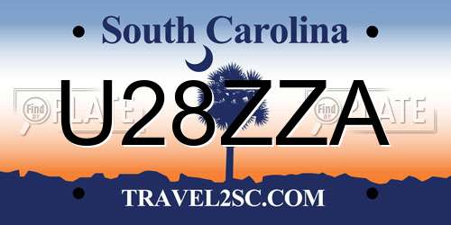 U28ZZA South Carolina License Plate