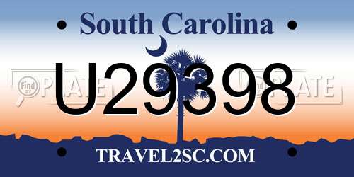 U29398 South Carolina License Plate