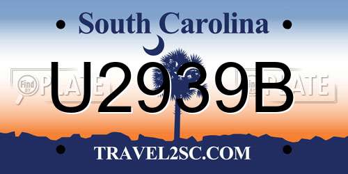 U2939B South Carolina License Plate
