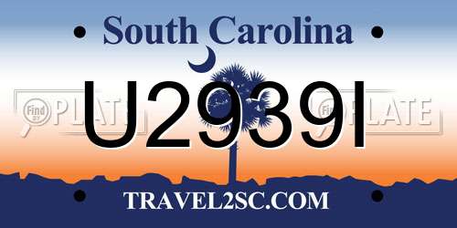 U2939I South Carolina License Plate