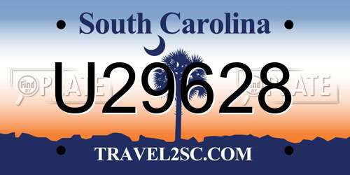 U29628 South Carolina License Plate
