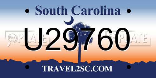 U29760 South Carolina License Plate