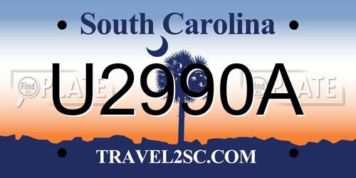 U2990A South Carolina License Plate