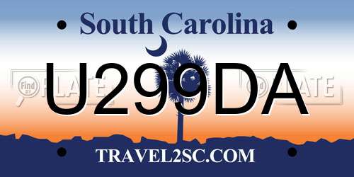 U299DA South Carolina License Plate