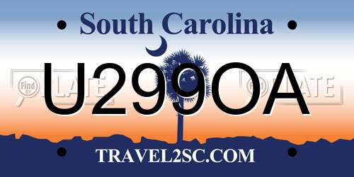 U299OA South Carolina License Plate