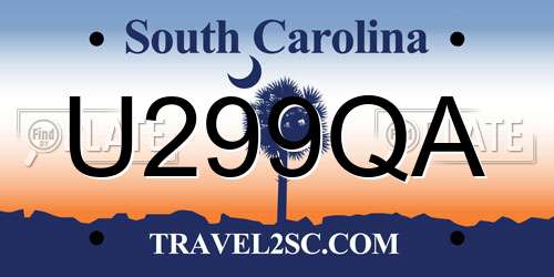 U299QA South Carolina License Plate