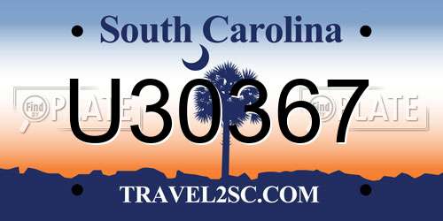 U30367 South Carolina License Plate