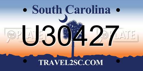 U30427 South Carolina License Plate