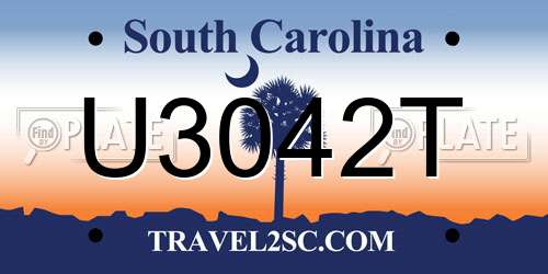 U3042T South Carolina License Plate