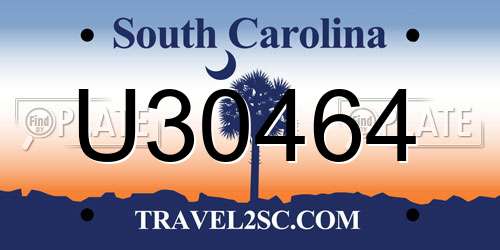 U30464 South Carolina License Plate