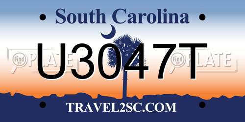 U3047T South Carolina License Plate