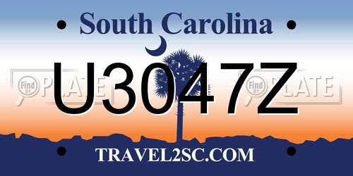 U3047Z South Carolina License Plate