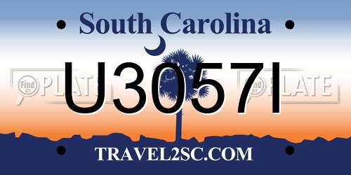 U3057I South Carolina License Plate