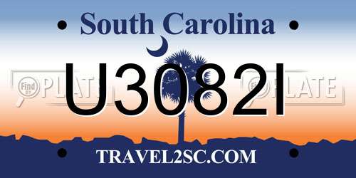 U3082I South Carolina License Plate