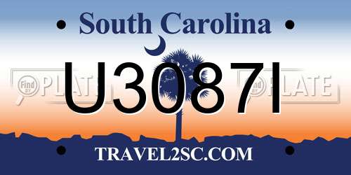 U3087I South Carolina License Plate