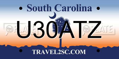 U30ATZ South Carolina License Plate