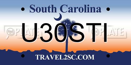 U30STI South Carolina License Plate
