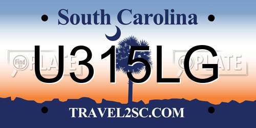 U315LG South Carolina License Plate