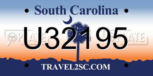U32195 South Carolina License Plate