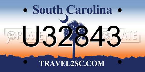 U32843 South Carolina License Plate