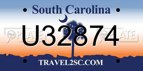 U32874 South Carolina License Plate