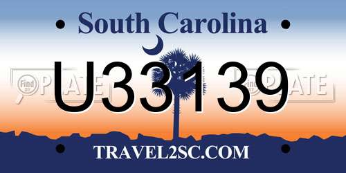 U33139 South Carolina License Plate