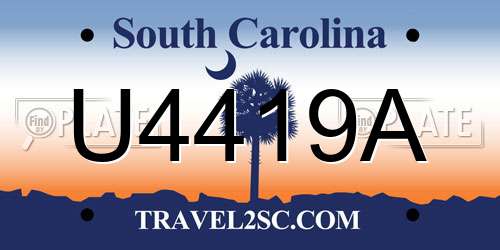 U4419A South Carolina License Plate