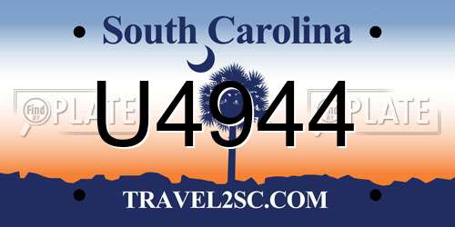 U4944 South Carolina License Plate