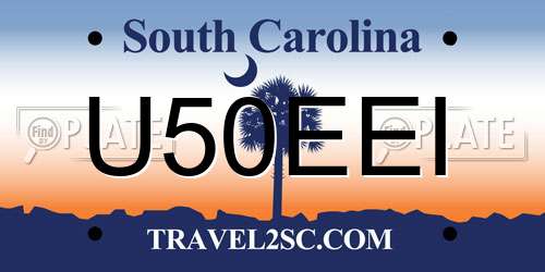 U50EEI South Carolina License Plate