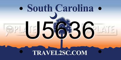 U5636 South Carolina License Plate