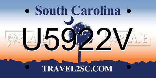 U5922V South Carolina License Plate