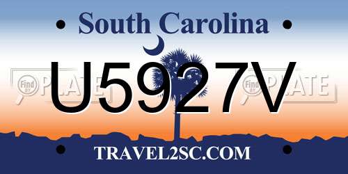 U5927V South Carolina License Plate