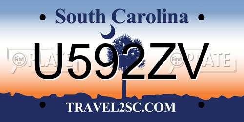 U592ZV South Carolina License Plate