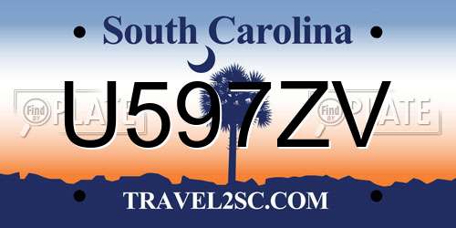 U597ZV South Carolina License Plate