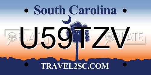 U59TZV South Carolina License Plate
