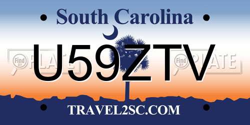 U59ZTV South Carolina License Plate