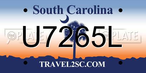 U7265L South Carolina License Plate