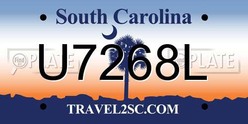 U7268L South Carolina License Plate