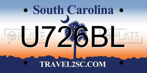U726BL South Carolina License Plate