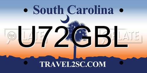 U72GBL South Carolina License Plate