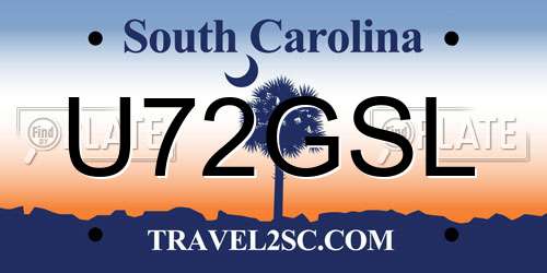U72GSL South Carolina License Plate